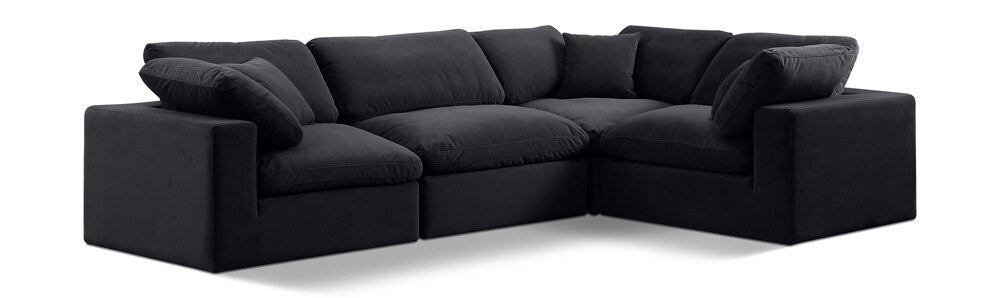 Meridian Furniture - Comfy Black Velvet Modular Sectional - 4Pc - 189Black-Sec4C veiw 1