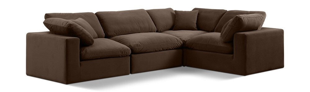 Meridian Furniture - Comfy Brown Velvet Modular Sectional - 4Pc - 189Brown-Sec4C veiw 1