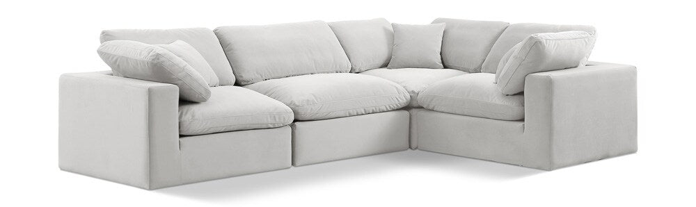 Meridian Furniture - Comfy Cream Velvet Modular Sectional - 4Pc - 189Cream-Sec4C veiw 1