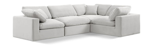 Meridian Furniture - Comfy Cream Velvet Modular Sectional - 4Pc - 189Cream-Sec4C veiw 1