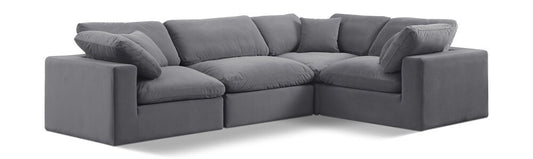 Meridian Furniture - Comfy Grey Velvet Modular Sectional - 4Pc - 189Grey-Sec4C veiw 1