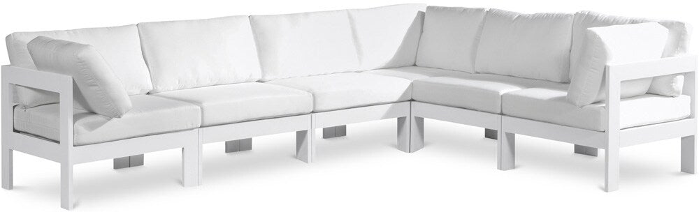 Meridian Furniture - Nizuc White Water Resistant Fabric Outdoor Patio Modular Sectional - 6Pc - 375White-Sec6A veiw 1