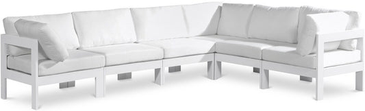 Meridian Furniture - Nizuc White Water Resistant Fabric Outdoor Patio Modular Sectional - 6Pc - 375White-Sec6A veiw 1