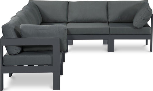 Meridian Furniture - Nizuc Grey Water Resistant Fabric Outdoor Patio Modular Sectional - 6Pc - 376Grey-Sec6A veiw 1