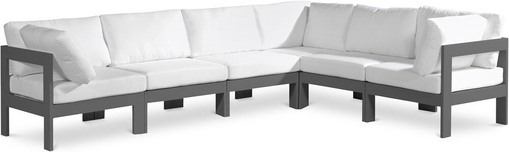 Meridian Furniture - Nizuc White Water Resistant Fabric Outdoor Patio Modular Sectional - 6Pc - 376White-Sec6A veiw 1