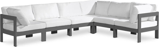 Meridian Furniture - Nizuc White Water Resistant Fabric Outdoor Patio Modular Sectional - 6Pc - 376White-Sec6A veiw 1