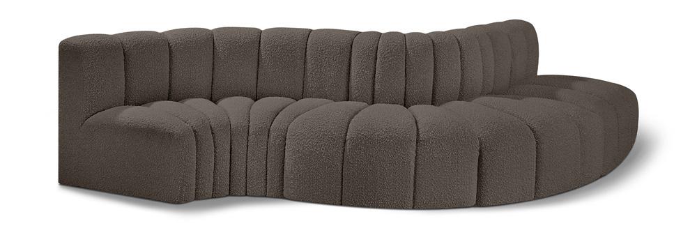 Meridian Furniture - Arc Brown Boucle Fabric Modular Sofa - 5Pc - 102Brown-S5B veiw 1