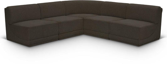 Meridian Furniture - Ollie Brown Boucle Fabric Modular Sectional - 5Pc - 118Brown-Sec5C veiw 1
