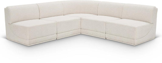 Meridian Furniture - Ollie Cream Boucle Fabric Modular Sectional - 5Pc - 118Cream-Sec5C veiw 1