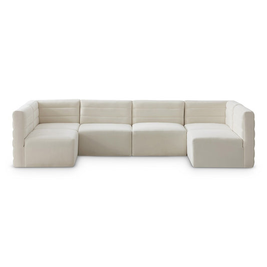 Meridian Furniture - Quincy Cream Velvet Modular Sectional - 6Pc - 677Cream-Sec6B veiw 1