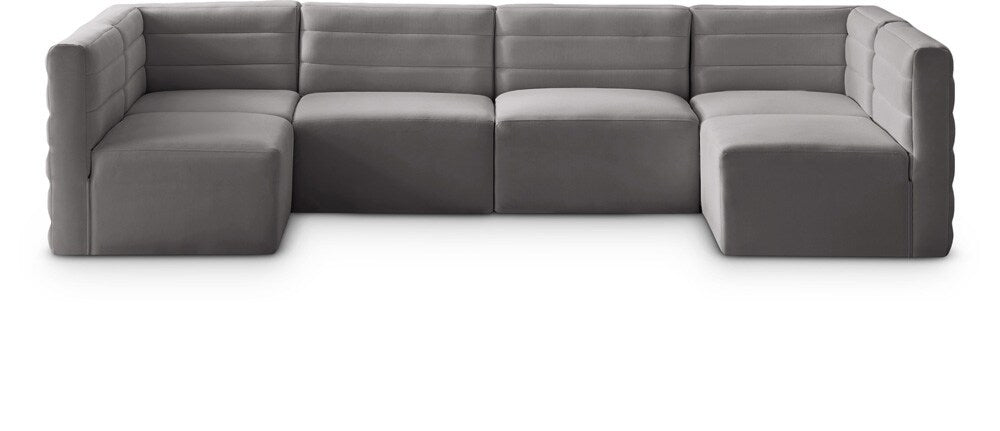 Meridian Furniture - Quincy Grey Velvet Modular Sectional - 6Pc - 677Grey-Sec6B veiw 1