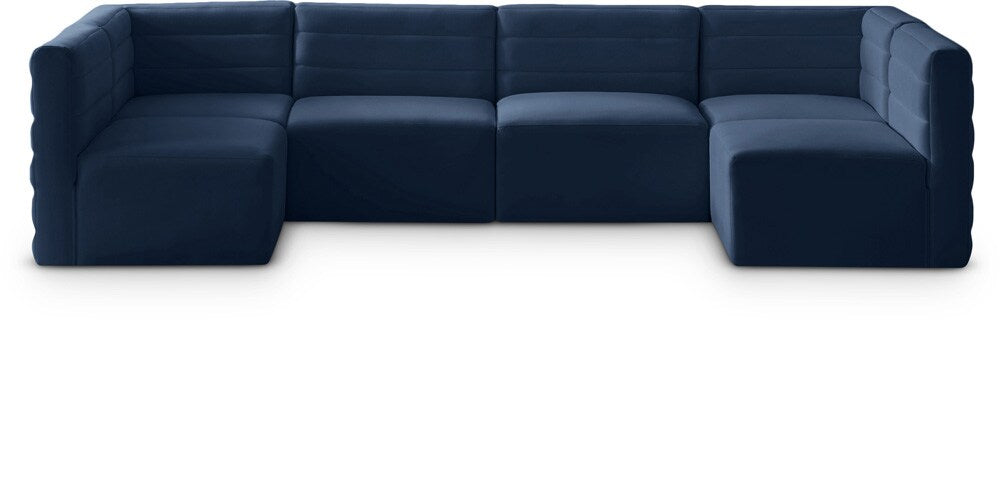 Meridian Furniture - Quincy Navy Velvet Modular Sectional - 6Pc - 677Navy-Sec6B veiw 1