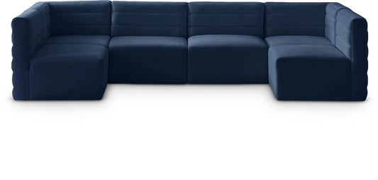 Meridian Furniture - Quincy Navy Velvet Modular Sectional - 6Pc - 677Navy-Sec6B veiw 1