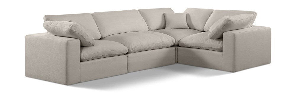 Meridian Furniture - Comfy Beige Linen Textured Fabric Modular Sectional - 4Pc - 187Beige-Sec4C veiw 1