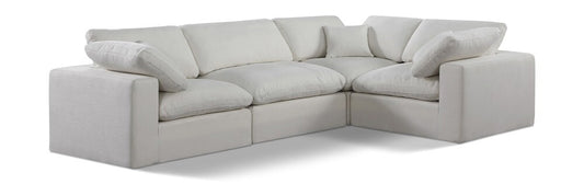 Meridian Furniture - Comfy Cream Linen Textured Fabric Modular Sectional - 4Pc - 187Cream-Sec4C veiw 1