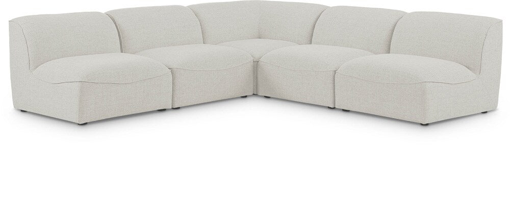 Meridian Furniture - Miramar Cream Durable Linen Textured Modular Sectional - 5Pc - 683Cream-Sec5B veiw 1