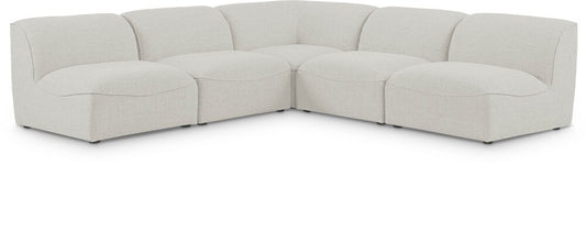 Meridian Furniture - Miramar Cream Durable Linen Textured Modular Sectional - 5Pc - 683Cream-Sec5B veiw 1