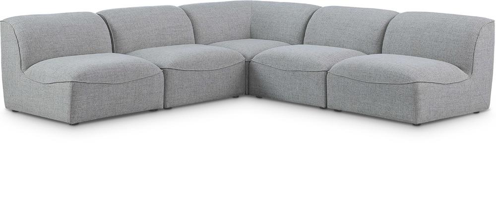 Meridian Furniture - Miramar Grey Durable Linen Textured Modular Sectional - 5Pc - 683Grey-Sec5B veiw 1