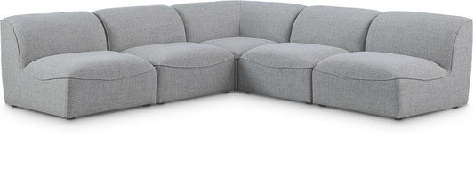Meridian Furniture - Miramar Grey Durable Linen Textured Modular Sectional - 5Pc - 683Grey-Sec5B veiw 1