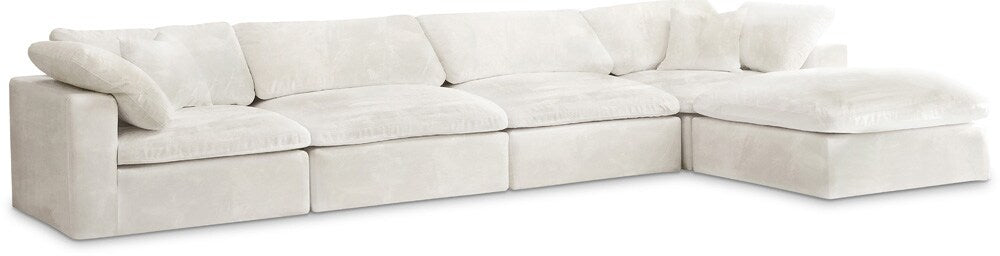 Meridian Furniture - Cozy Cream Velvet Comfort Modular Sectional - 5Pc - 634Cream-Sec5A veiw 1