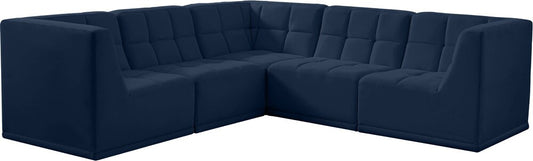 Meridian Furniture - Relax Navy Velvet Modular Sectional - 5Pc - 650Navy-Sec5B veiw 1