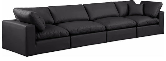 Meridian Furniture - Comfy Black Vegan Leather Modular Sofa - 4Pc - 188Black-S158 veiw 1