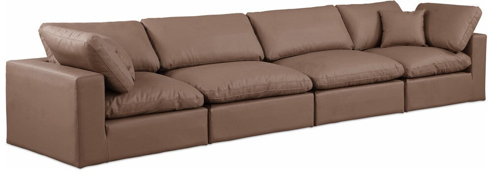 Meridian Furniture - Comfy Brown Vegan Leather Modular Sofa - 4Pc - 188Brown-S158 veiw 1