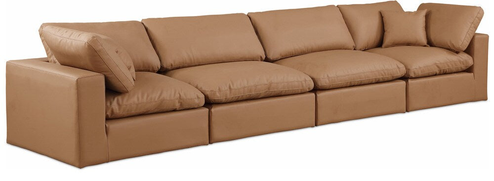 Meridian Furniture - Comfy Cognac Vegan Leather Modular Sofa - 4Pc - 188Cognac-S158 veiw 1