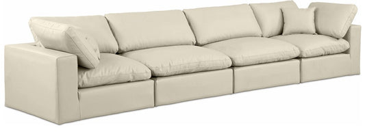 Meridian Furniture - Comfy Cream Vegan Leather Modular Sofa - 4Pc - 188Cream-S158 veiw 1