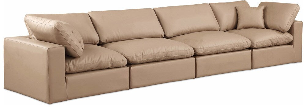 Meridian Furniture - Comfy Tan Vegan Leather Modular Sofa - 4Pc - 188Tan-S158 veiw 1