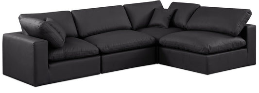 Meridian Furniture - Comfy Black Vegan Leather Modular Sectional - 4Pc - 188Black-Sec4B veiw 1
