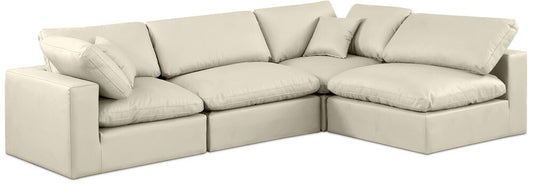 Meridian Furniture - Comfy Cream Vegan Leather Modular Sectional - 4Pc - 188Cream-Sec4B veiw 1