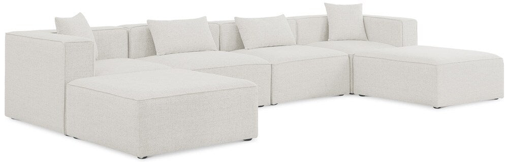 Meridian Furniture - Cube Cream Durable Linen Textured Modular Sectional - 6Pc - 630Cream-Sec6B veiw 1