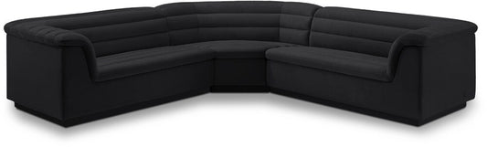 Meridian Furniture - Cascade Black Velvet Fabric Modular Sectional - 3Pc - 194Black-Sectional veiw 1