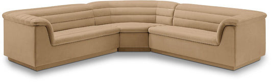 Meridian Furniture - Cascade Camel Velvet Fabric Modular Sectional - 3Pc - 194Camel-Sectional veiw 1