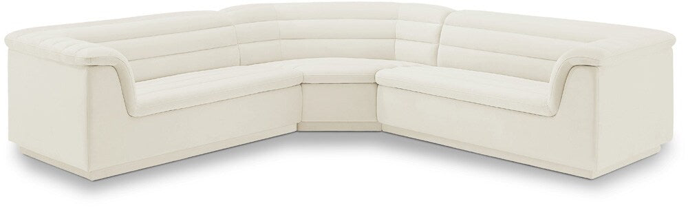 Meridian Furniture - Cascade Cream Velvet Fabric Modular Sectional - 3Pc - 194Cream-Sectional veiw 1