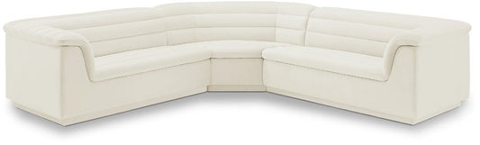 Meridian Furniture - Cascade Cream Velvet Fabric Modular Sectional - 3Pc - 194Cream-Sectional veiw 1