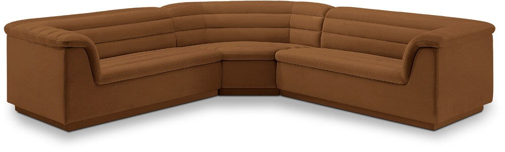 Meridian Furniture - Cascade Saddle Velvet Fabric Modular Sectional - 3Pc - 194Saddle-Sectional veiw 1
