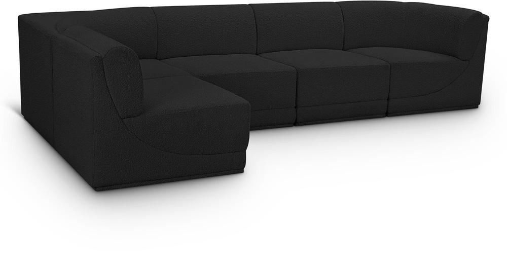 Meridian Furniture - Ollie Black Boucle Fabric Modular Sectional - 5Pc - 118Black-Sec5A veiw 1