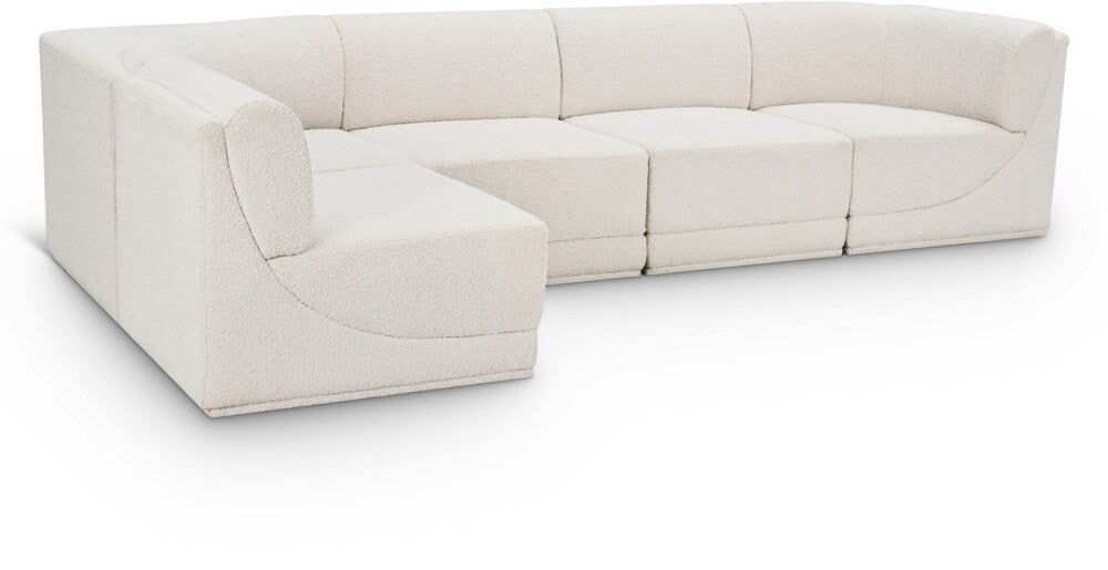 Meridian Furniture - Ollie Cream Boucle Fabric Modular Sectional - 5Pc - 118Cream-Sec5A veiw 1