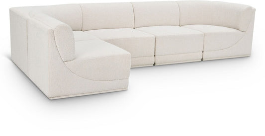 Meridian Furniture - Ollie Cream Boucle Fabric Modular Sectional - 5Pc - 118Cream-Sec5A veiw 1