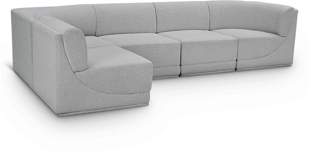 Meridian Furniture - Ollie Grey Boucle Fabric Modular Sectional - 5Pc - 118Grey-Sec5A veiw 1