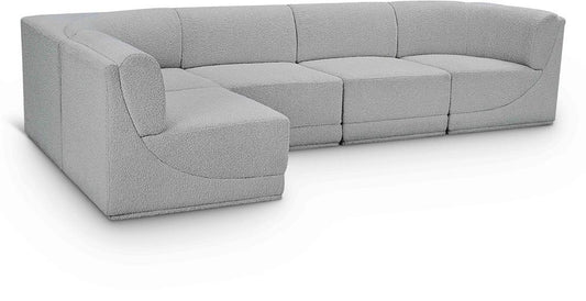 Meridian Furniture - Ollie Grey Boucle Fabric Modular Sectional - 5Pc - 118Grey-Sec5A veiw 1