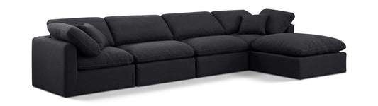 Meridian Furniture - Indulge Black Linen Textured Fabric Modular Sectional - 5Pc - 141Black-Sec5A veiw 1