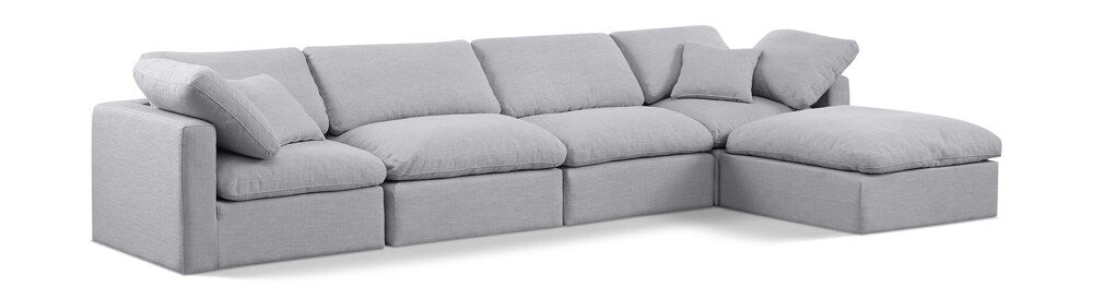 Meridian Furniture - Indulge Grey Linen Textured Fabric Modular Sectional - 5Pc - 141Grey-Sec5A veiw 1