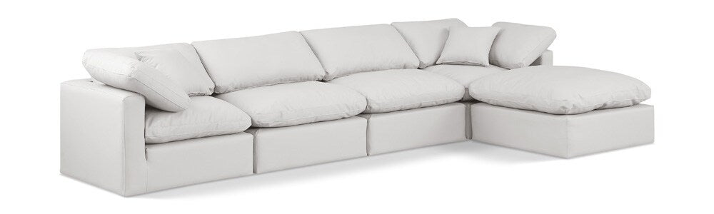 Meridian Furniture - Indulge Cream Vegan Leather Modular Sectional - 5Pc - 146Cream-Sec5A veiw 1