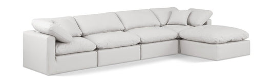 Meridian Furniture - Indulge Cream Vegan Leather Modular Sectional - 5Pc - 146Cream-Sec5A veiw 1