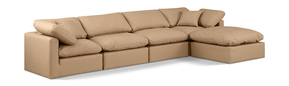 Meridian Furniture - Indulge Tan Vegan Leather Modular Sectional - 5Pc - 146Tan-Sec5A veiw 1