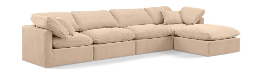 Meridian Furniture - Indulge Beige Velvet Modular Sectional - 5Pc - 147Beige-Sec5A veiw 1