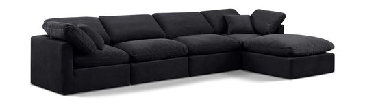 Meridian Furniture - Indulge Black Velvet Modular Sectional - 5Pc - 147Black-Sec5A veiw 1